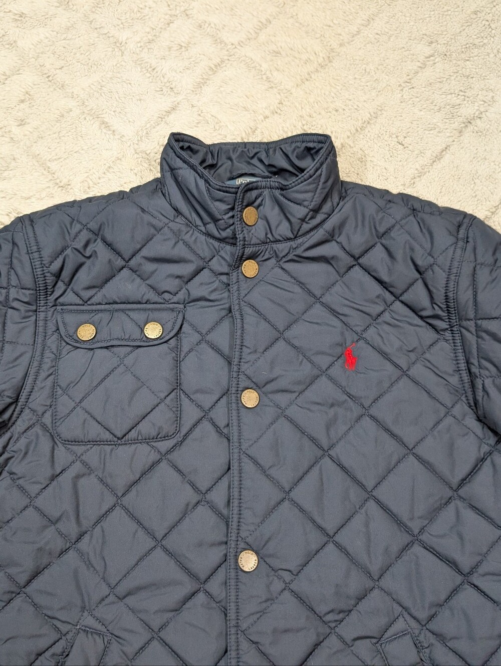 Polo Ralph Lauren Jacket Boy XL 18-20 Blue Navy Diamond Quilted Insulated - Picture 2 of 9